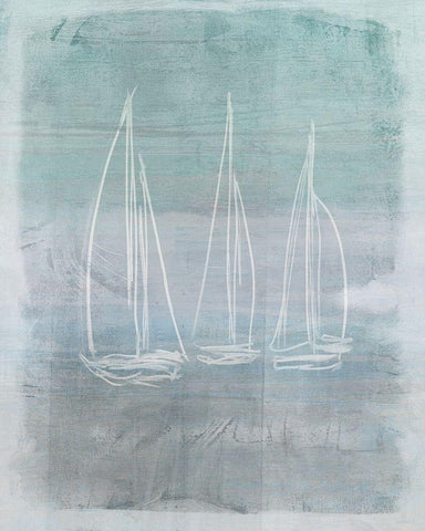 Regatta Memory I White Modern Wood Framed Art Print with Double Matting by Meneely, Dan