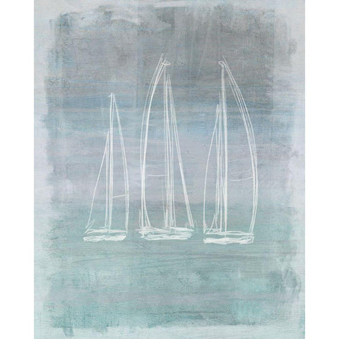 Regatta Memory II Black Modern Wood Framed Art Print with Double Matting by Meneely, Dan