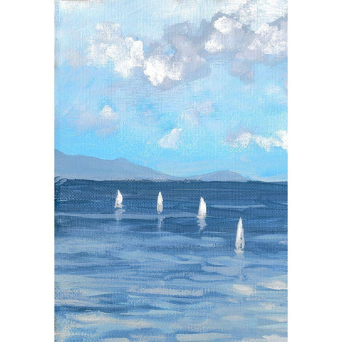 Boats and Waves I Gold Ornate Wood Framed Art Print with Double Matting by Meneely, Dan