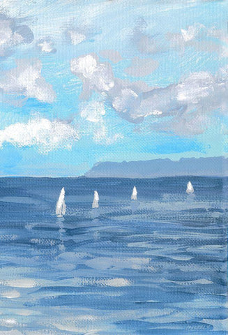 Boats and Waves II Black Ornate Wood Framed Art Print with Double Matting by Meneely, Dan