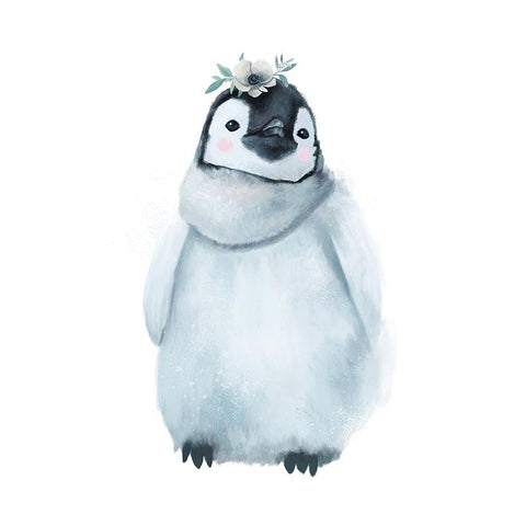 Baby Penguin Black Modern Wood Framed Art Print by Sheppard, Lucca