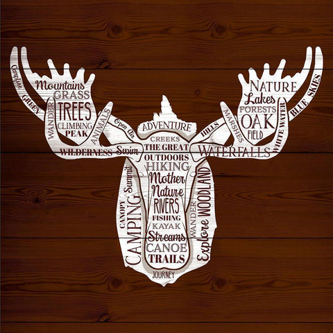 Moose Of Nature White Modern Wood Framed Art Print by SD Graphics Studio