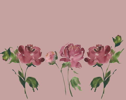 Trio Of Peonies White Modern Wood Framed Art Print with Double Matting by Price, Lucille