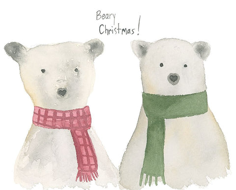 Beary Christmas White Modern Wood Framed Art Print with Double Matting by Price, Lucille