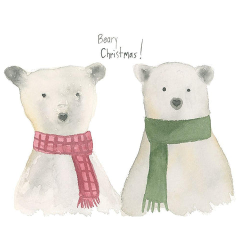 Beary Christmas White Modern Wood Framed Art Print by Price, Lucille