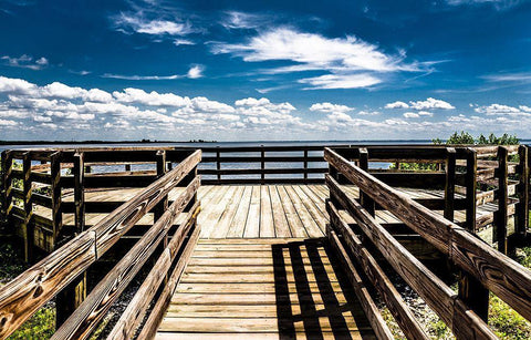 Boardwalk To the Sky White Modern Wood Framed Art Print with Double Matting by Bill Carson Photography