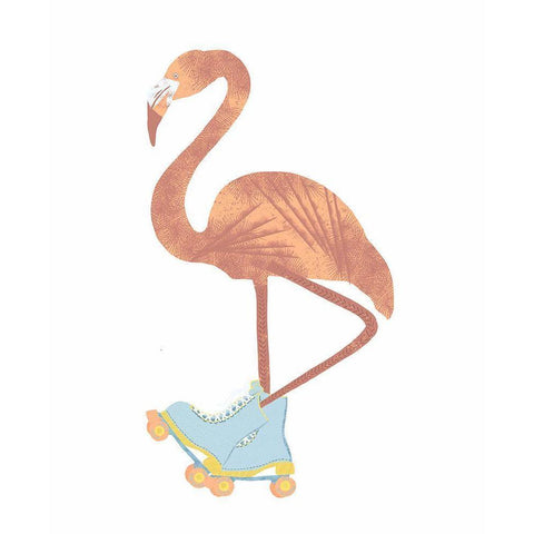 Skating Flamingo Black Modern Wood Framed Art Print with Double Matting by Bucheli, Jen