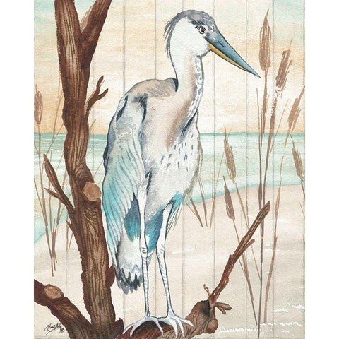 Heron On Branch I White Modern Wood Framed Art Print by Medley, Elizabeth