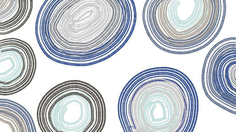 Blue And Gray Family Circle White Modern Wood Framed Art Print with Double Matting by Maria, Robin