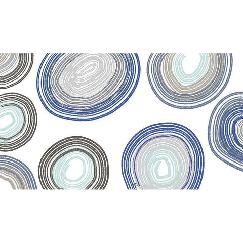Blue And Gray Family Circle Gold Ornate Wood Framed Art Print with Double Matting by Maria, Robin