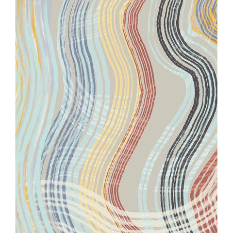 Earth Tone Band Waves White Modern Wood Framed Art Print by Maria, Robin