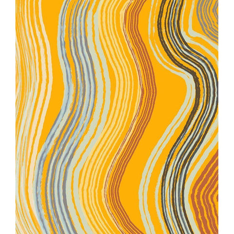 Yellow Band Waves White Modern Wood Framed Art Print by Maria, Robin