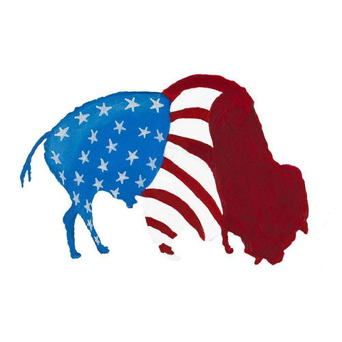 Patriotic Bison White Modern Wood Framed Art Print by Ritter, Gina