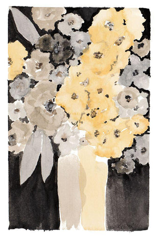 Moody Bouquet White Modern Wood Framed Art Print with Double Matting by Krinlox