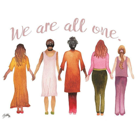 We Are All One Black Modern Wood Framed Art Print with Double Matting by Medley, Elizabeth