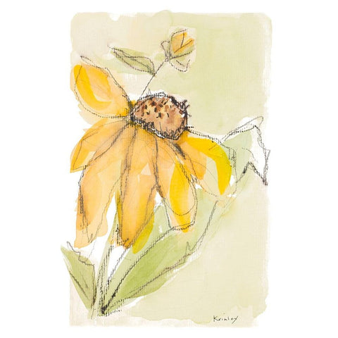 Sweet Daisy II Gold Ornate Wood Framed Art Print with Double Matting by Krinlox