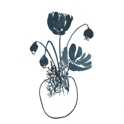 Indigo Floral Study II Gold Ornate Wood Framed Art Print with Double Matting by Price, Lucille
