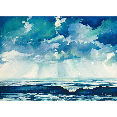 Clouds and Ocean Black Modern Wood Framed Art Print by Nawrocke, Bruce