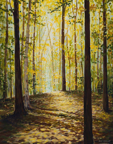 Autumn Forest Black Ornate Wood Framed Art Print with Double Matting by Nawrocke, Bruce