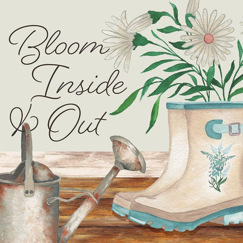 Bloom Inside And Out Black Ornate Wood Framed Art Print with Double Matting by Medley, Elizabeth