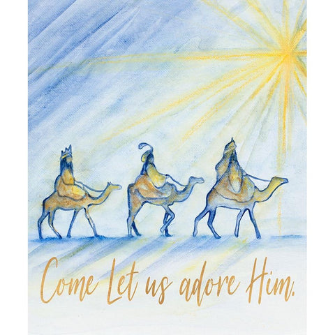 Come Let Us Adore Him Gold Ornate Wood Framed Art Print with Double Matting by Gaynor, Janice
