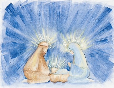 Blessed Nativity I White Modern Wood Framed Art Print with Double Matting by Gaynor, Janice