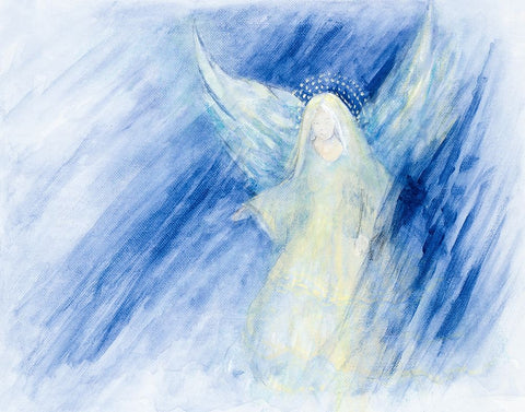 Blessed Nativity II White Modern Wood Framed Art Print with Double Matting by Gaynor, Janice