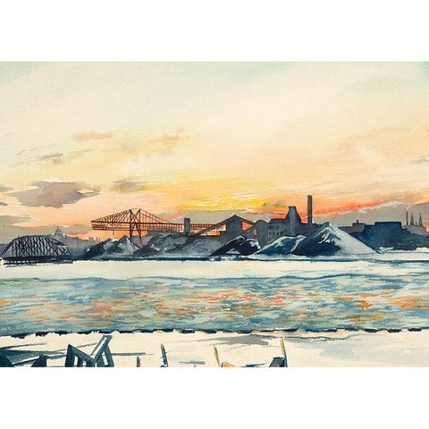 Industrial Coastal Scene White Modern Wood Framed Art Print by Nawrocke, Bruce