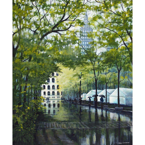 A Day In The Park Black Modern Wood Framed Art Print with Double Matting by Nawrocke, Bruce