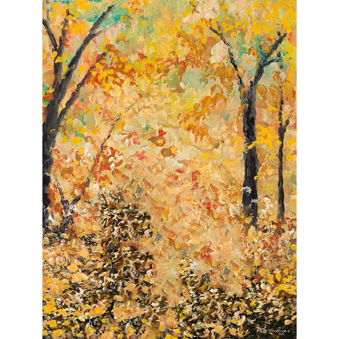 Falling Autumn Leaves Black Modern Wood Framed Art Print with Double Matting by Nawrocke, Bruce