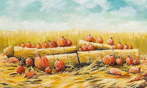 Pumpkin Patch Black Ornate Wood Framed Art Print with Double Matting by Nawrocke, Bruce