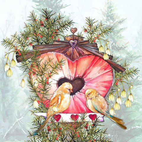 Lovebirds Black Modern Wood Framed Art Print by Diannart