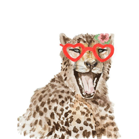 Party Cheetah Black Modern Wood Framed Art Print by Pinto, Patricia