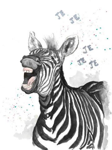 Happy Zebra Black Ornate Wood Framed Art Print with Double Matting by Pinto, Patricia