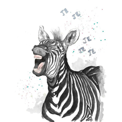 Happy Zebra Gold Ornate Wood Framed Art Print with Double Matting by Pinto, Patricia