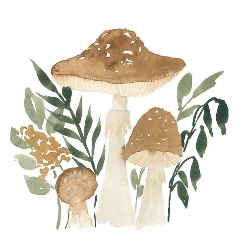 Mushroom Garden I White Modern Wood Framed Art Print by Price, Lucille