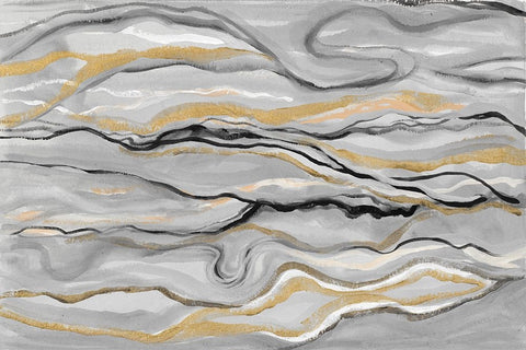 Melted Abstract Black Ornate Wood Framed Art Print with Double Matting by Gaynor, Janice