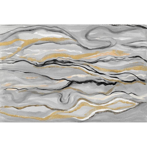 Melted Abstract Black Modern Wood Framed Art Print by Gaynor, Janice