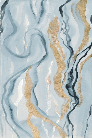 Blue Melted Abstract I White Modern Wood Framed Art Print with Double Matting by Gaynor, Janice