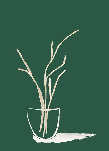 Small Branch Display On Green Black Ornate Wood Framed Art Print with Double Matting by Price, Lucille