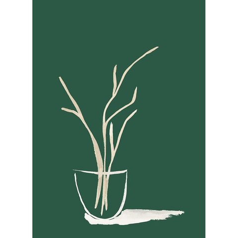 Small Branch Display On Green Black Modern Wood Framed Art Print with Double Matting by Price, Lucille