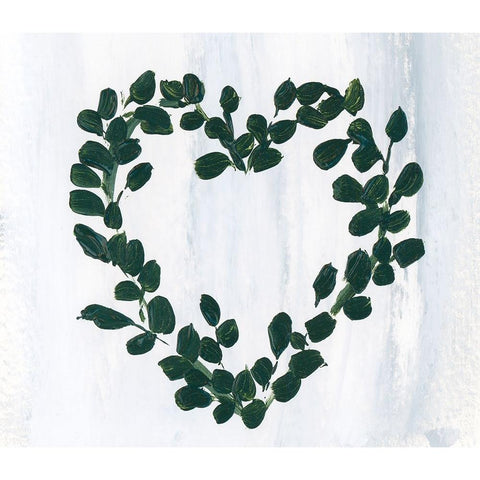 Eucalyptus Heart Wreath Gold Ornate Wood Framed Art Print with Double Matting by Price, Lucille