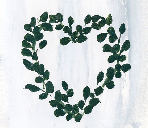 Eucalyptus Heart Wreath White Modern Wood Framed Art Print with Double Matting by Price, Lucille