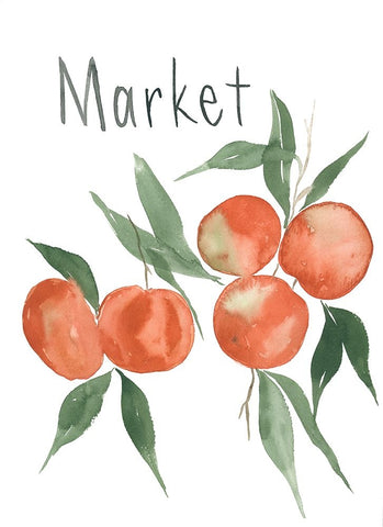 Market Oranges White Modern Wood Framed Art Print with Double Matting by Price, Lucille