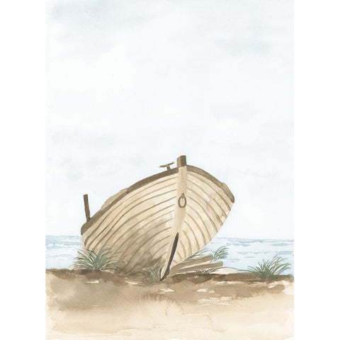 Beached Wooden Row Boat I Black Modern Wood Framed Art Print by Price, Lucille