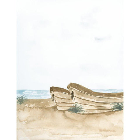 Beached Wooden Row Boat II Black Modern Wood Framed Art Print by Price, Lucille