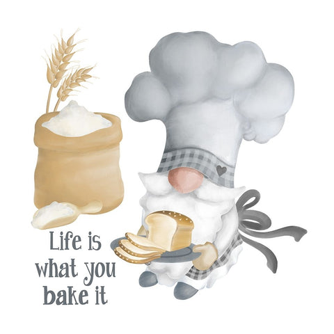 Gnome Bakery III White Modern Wood Framed Art Print with Double Matting by Metz, Andi