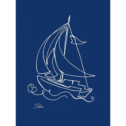 Little Sail On Blue White Modern Wood Framed Art Print by Pinto, Patricia
