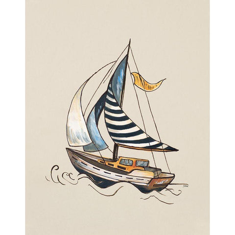 The Little Sail I White Modern Wood Framed Art Print by Pinto, Patricia