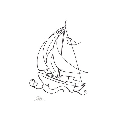 Little Sail I Black Modern Wood Framed Art Print by Pinto, Patricia